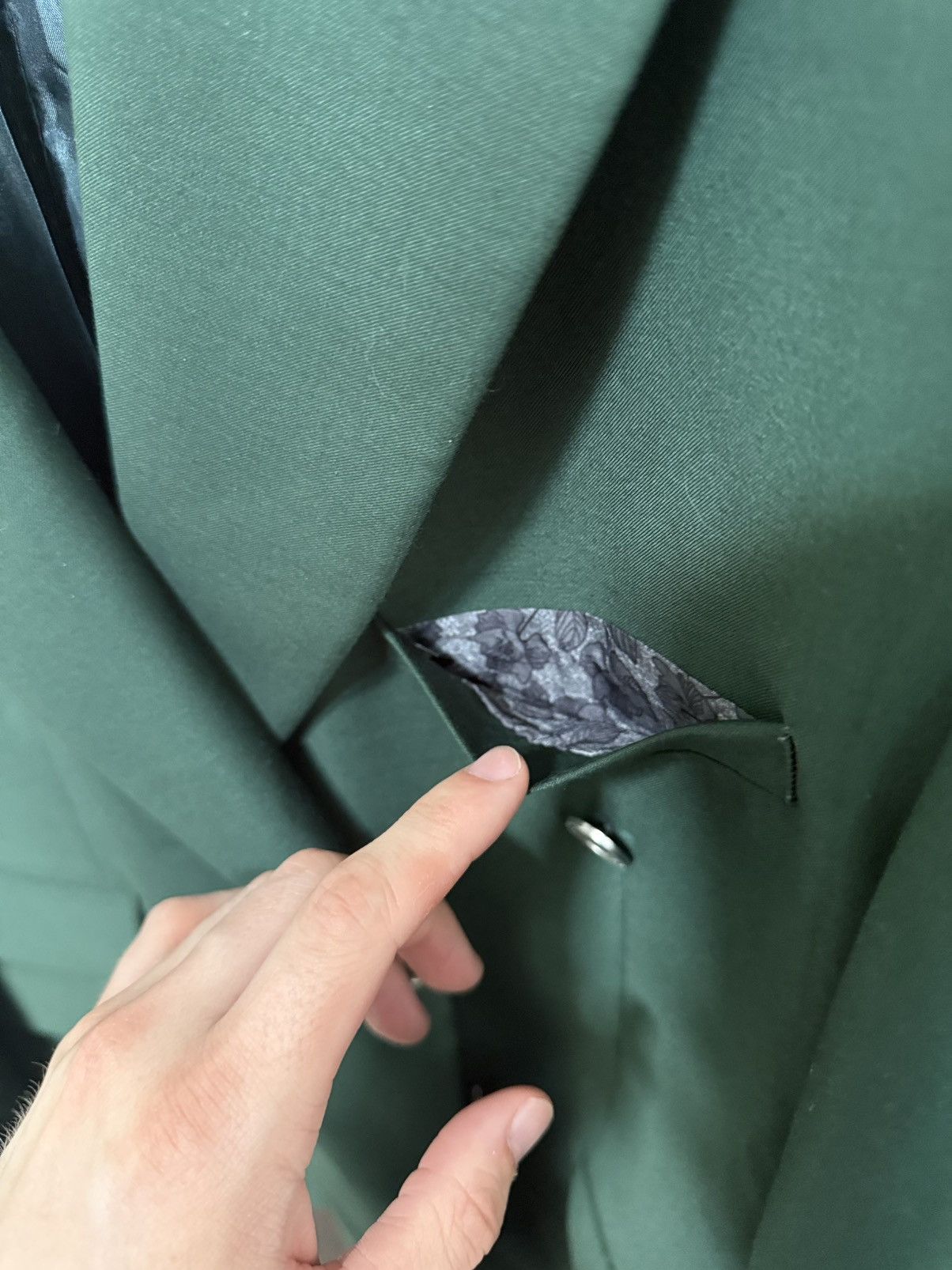 Other Forest Green Double Breasted Suit Italian Wool Blend Size 46 Size 46R - 5 Thumbnail