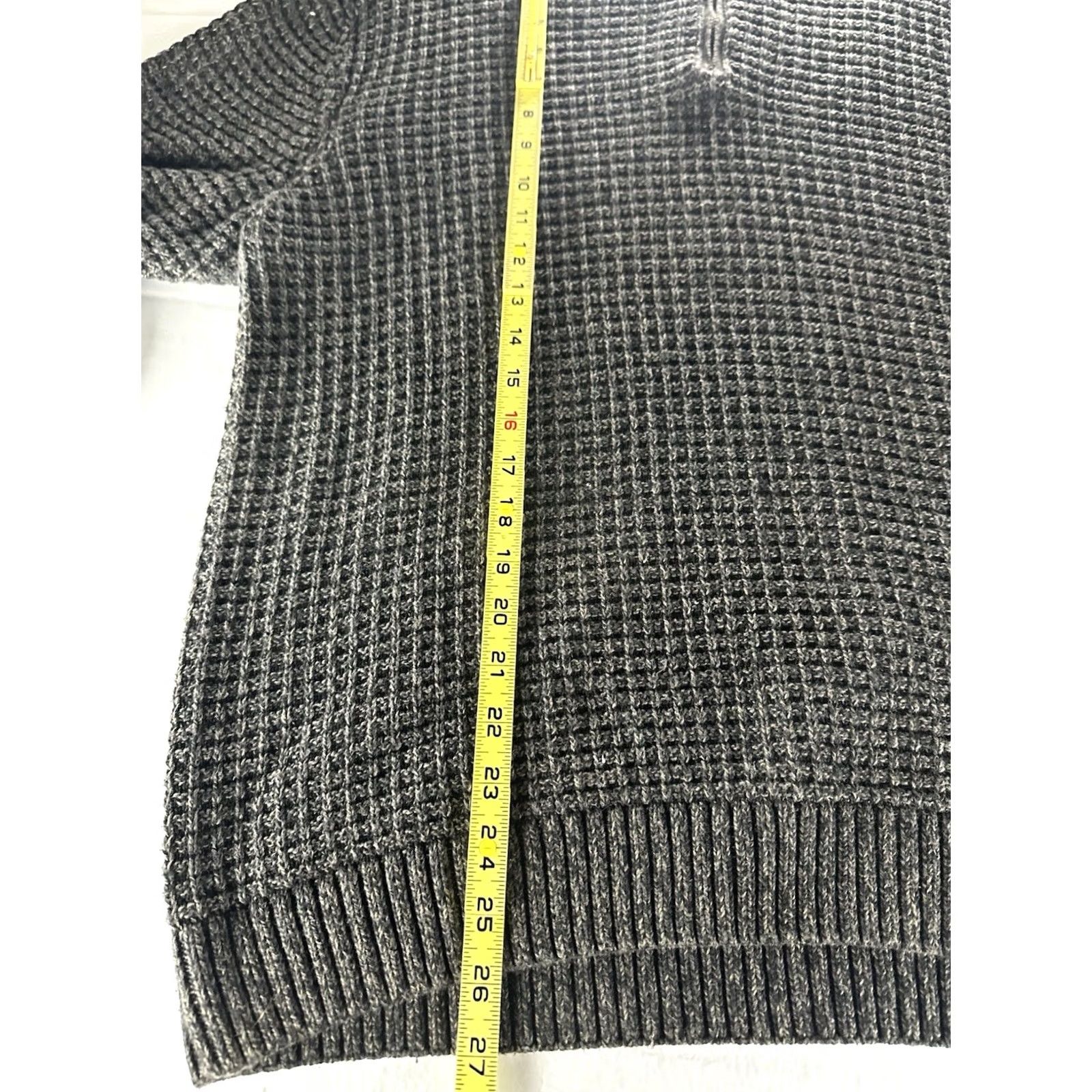 Vintage Tassa Elba S.p.A. Mens Large Charcoal Grey 100% Cotton Waffle-Knit Crewneck Sweater Knit Pullover Size US L / EU 52-54 / 3 - 7 Thumbnail