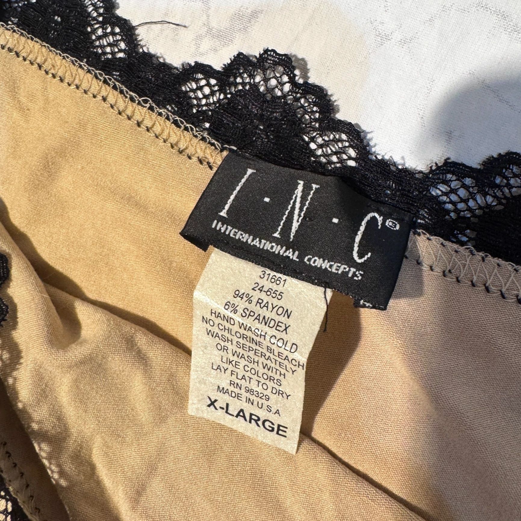 Vintage INC International Concepts Women's Floral Lace Camisole Tank XL Beige Tan Sleeveless Camisole Womens XL Beige Lace Floral INC Camisole Size ONE SIZE - 5 Thumbnail