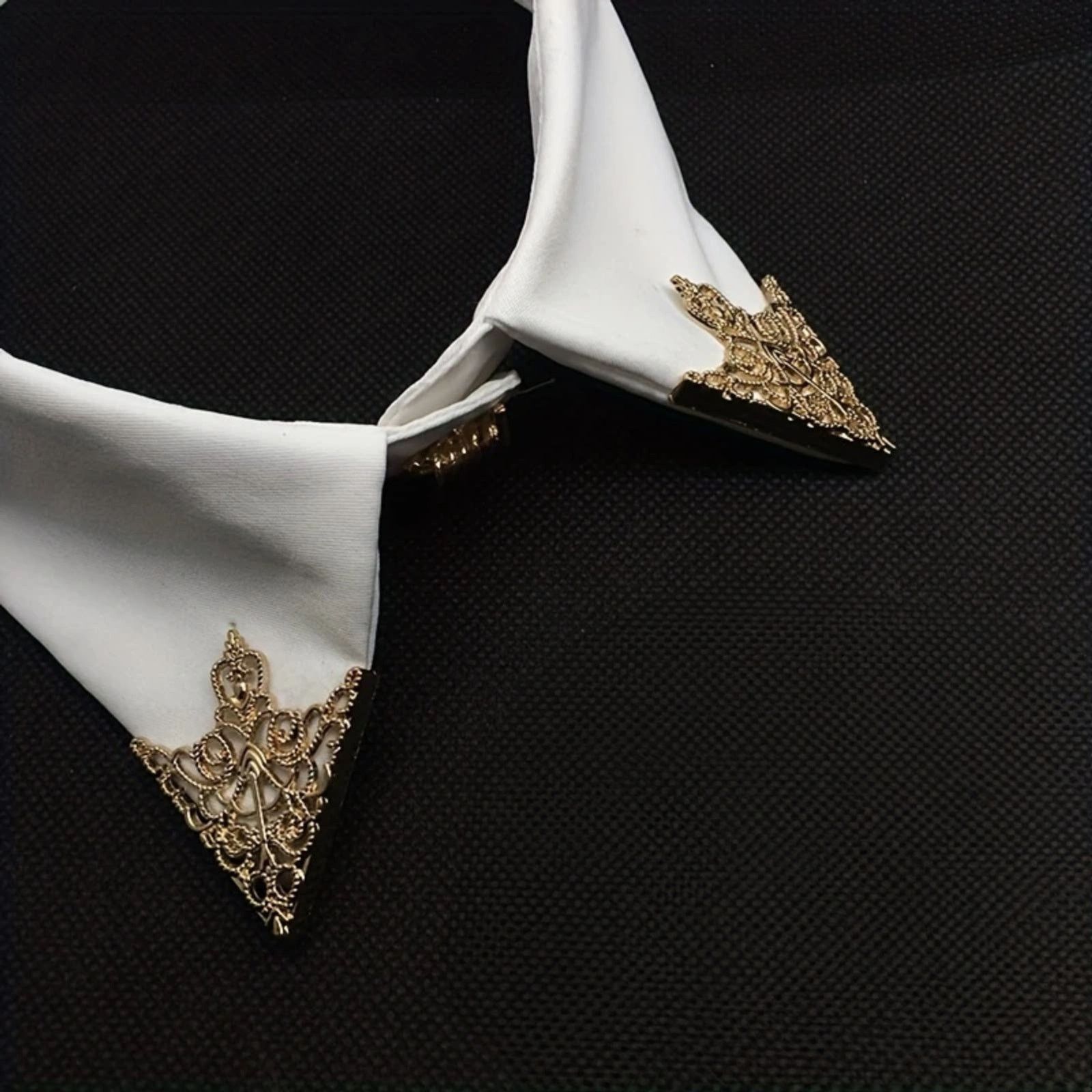 Other Vintage Style Gold Tone Metal Collar Tips – 1 Pair Filigree Size ONE SIZE - 2 Thumbnail