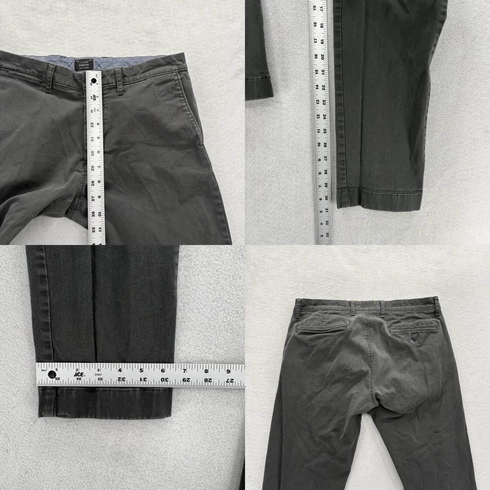 J.Crew J.CREW 484 Slim Fit Pants Mens 30x32 Gray Stretch Chino Casual Preppy Travel Size US 30 / EU 46 - 8 Thumbnail