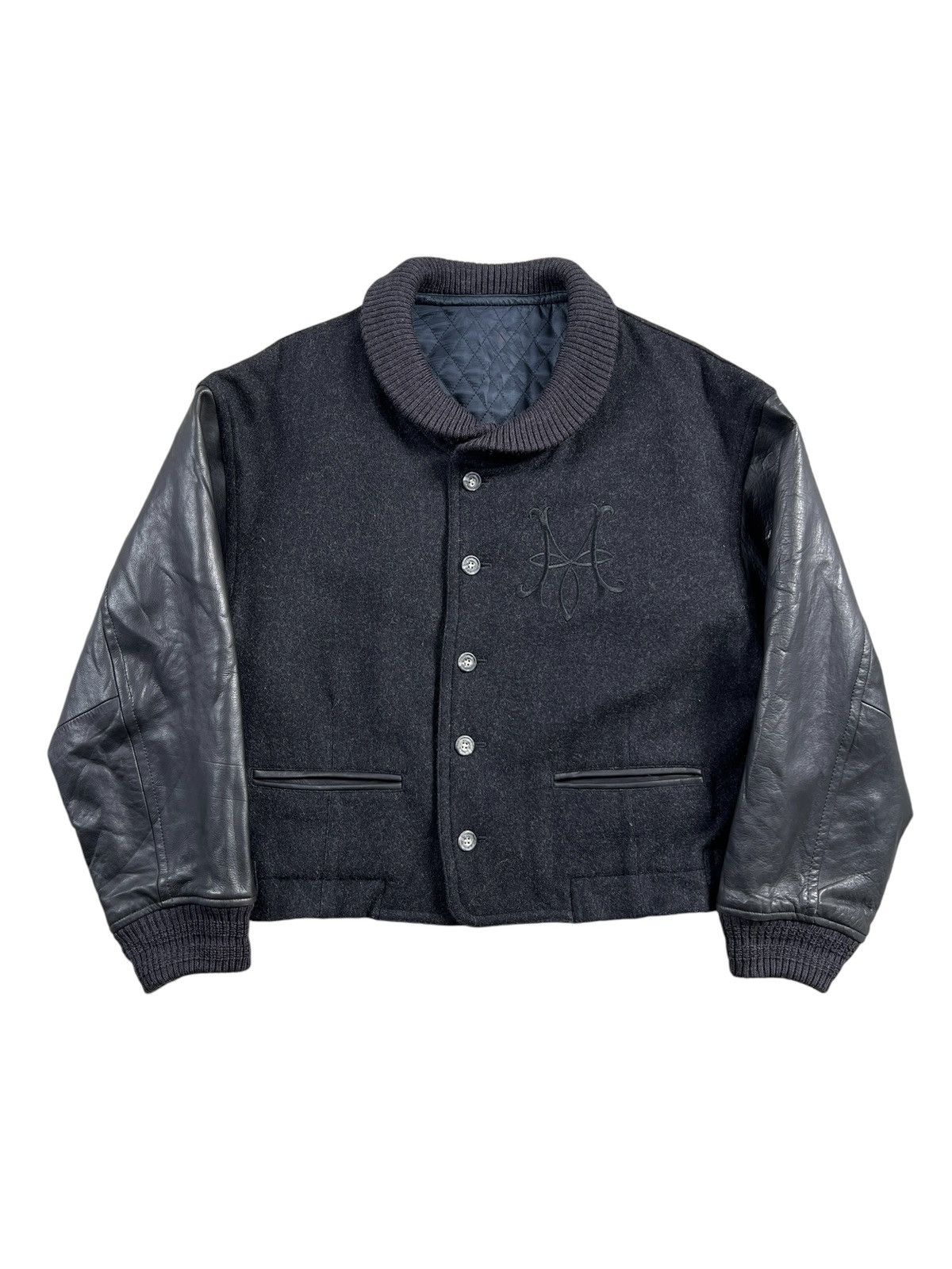 Japanese Brand × PPFM × Vintage 1990 Manic by PPFM Heavy Wool Leather Cropped Bomber Size US M / EU 48-50 / 2 - 10 Thumbnail
