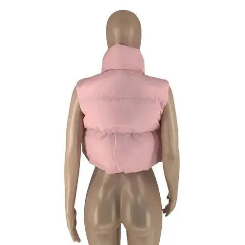 Japanese Brand Women Winter Outerwear Vest Solid Color Zipper Size ONE SIZE - 3 Thumbnail