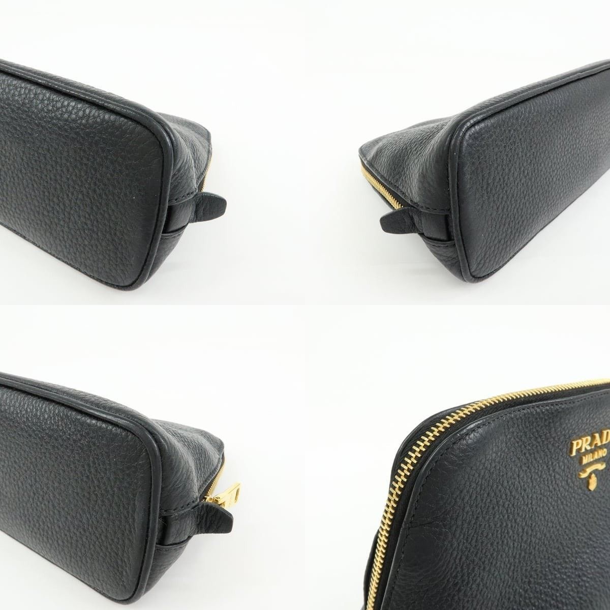 Prada Prada Logo Calfskin Cosmetic Pouch Black Size ONE SIZE - 4 Thumbnail