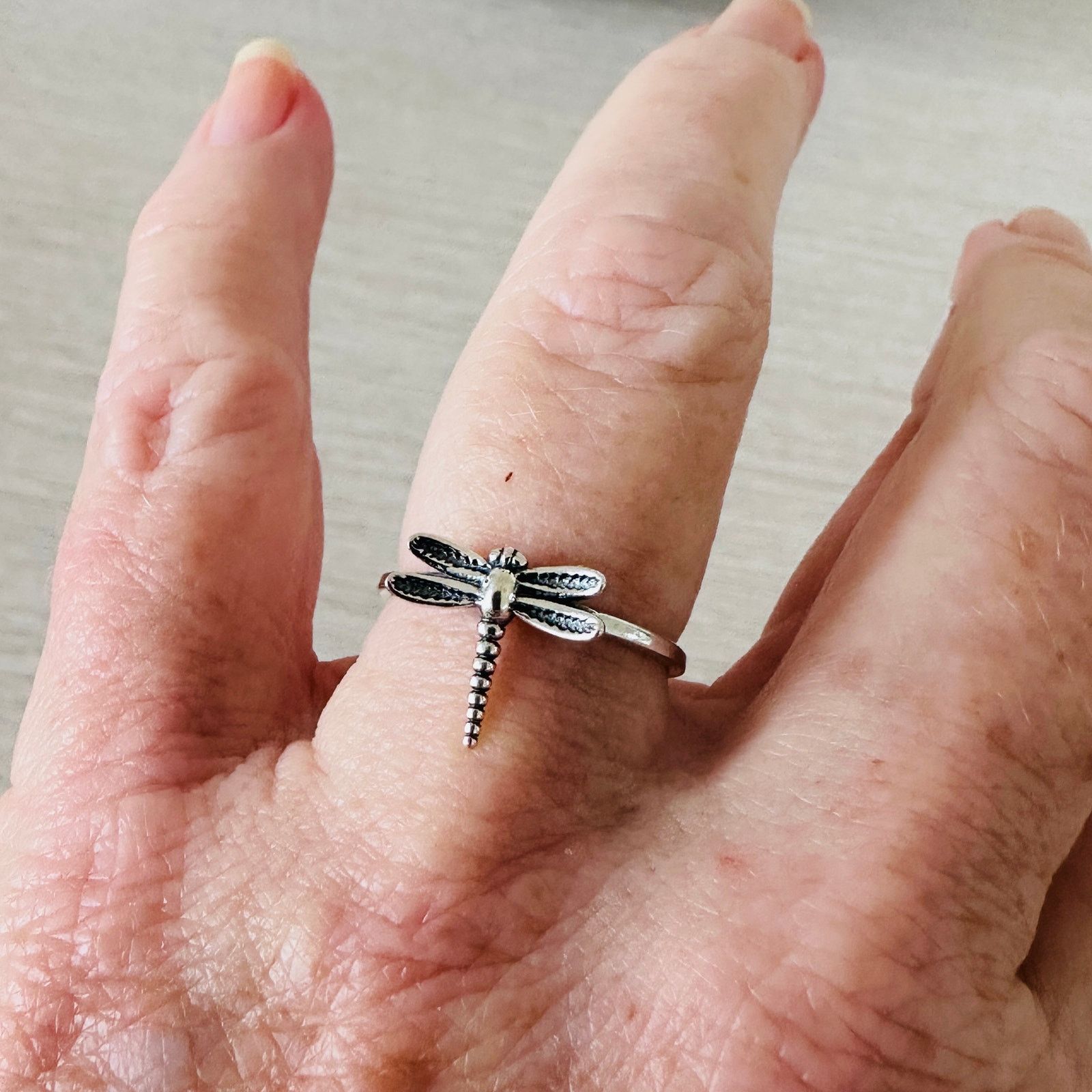 The Unbranded Brand Sterling Silver Dainty Dragonfly Ring Size ONE SIZE - 2 Thumbnail