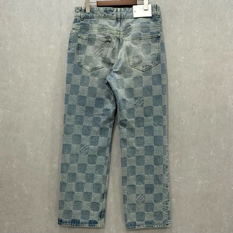 Louis Vuitton Louis Vuitton Faye Tung Light Blue Checkerboard Jeans Size US 31 - 2 Thumbnail