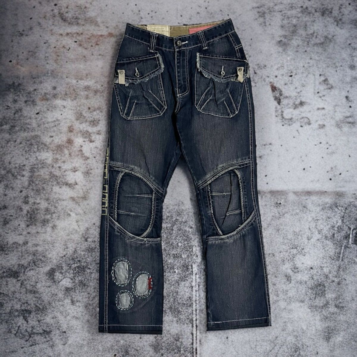 image of Archival Clothing Bondage Punk Double Knee Streetwear Japan in Blue, Men's (Size 28)