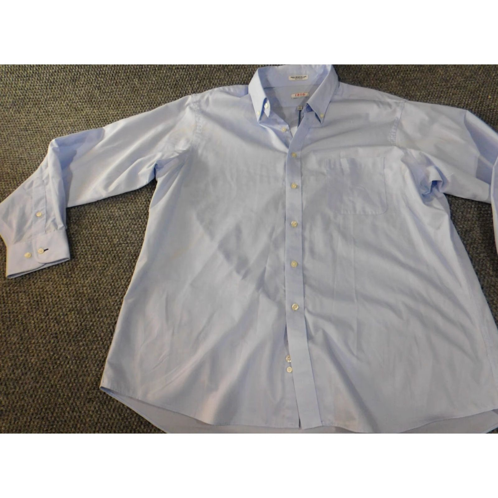 Izod Izod Dress Shirt Mens 17 blue Regular Button-Down Collared Twill Cotton Non-Iron Classic Vintage: No Size US XL / EU 56 / 4 - 3 Thumbnail