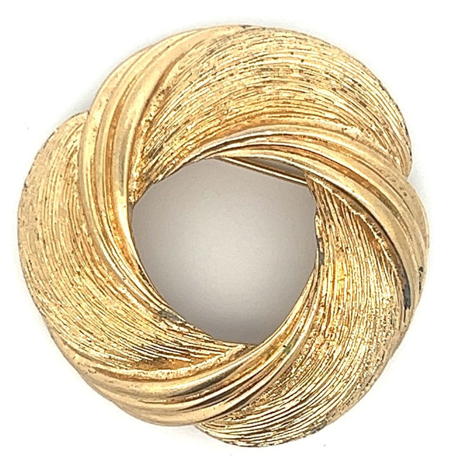 Monet Vintage Monet Golden tone brush Circle Swirl Brooch Pin Size ONE SIZE - 1 Thumbnail