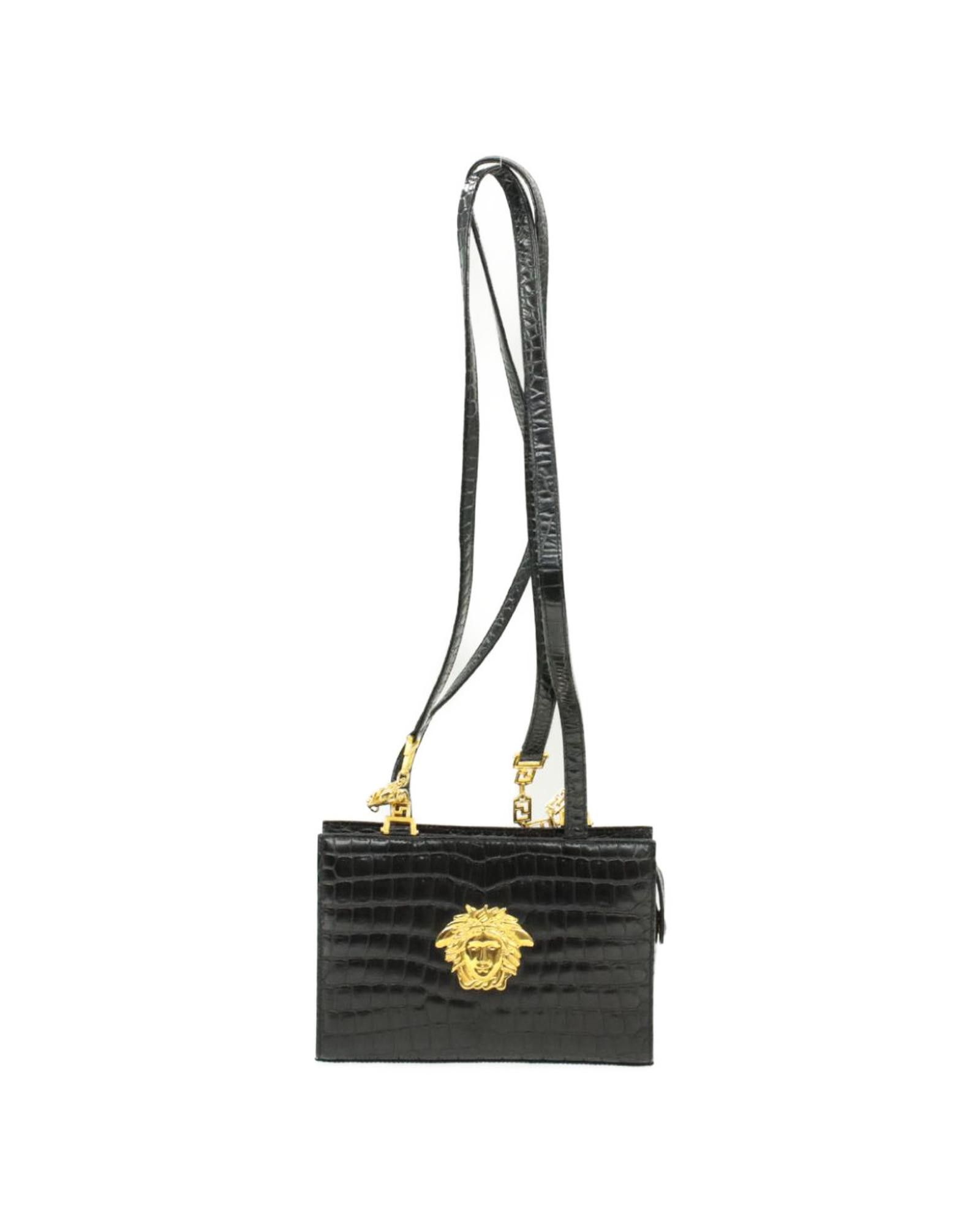image of Gianni Versace Versace Chain Shoulder Bag Leather Black, Women's