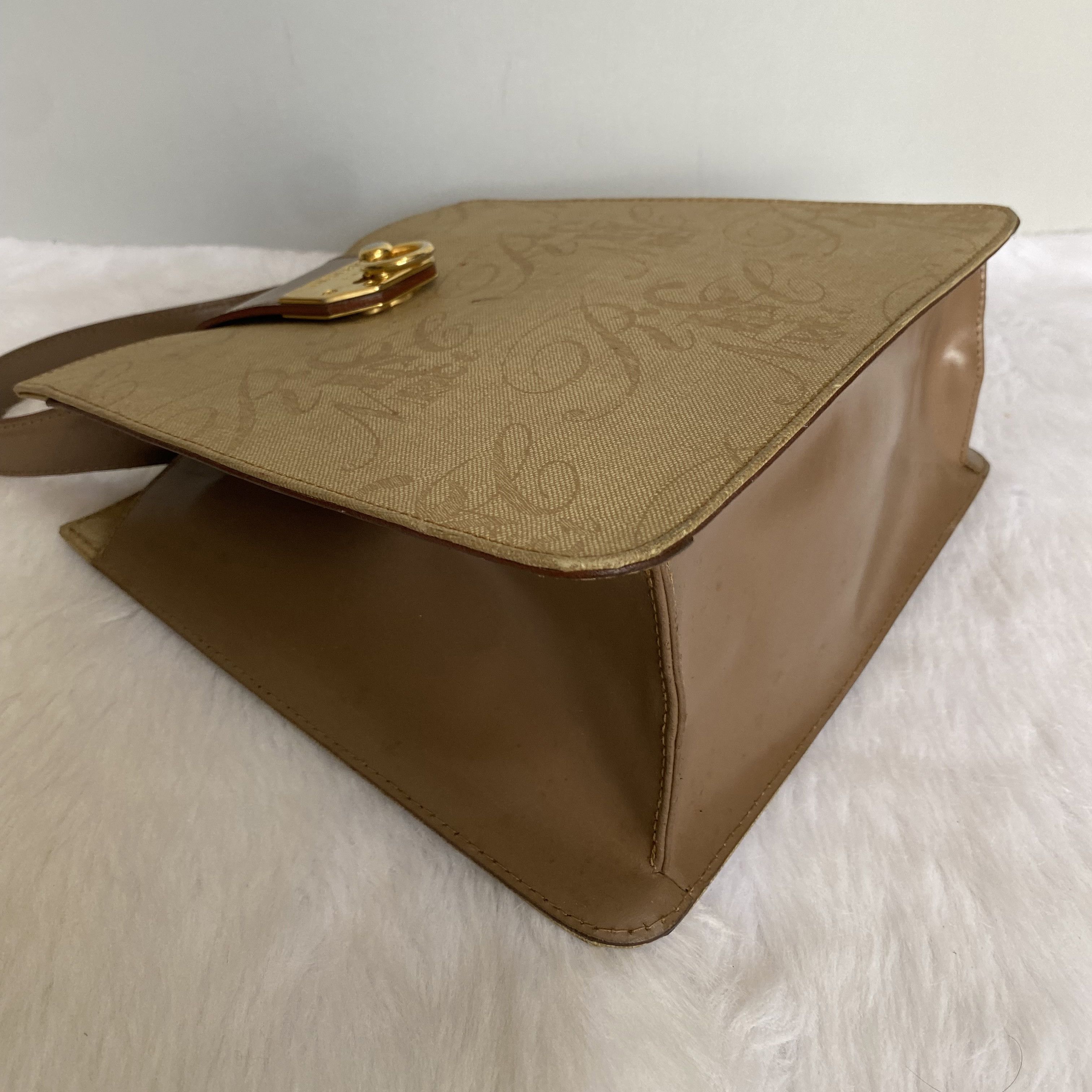 Nina Ricci × Vintage NINA RICCI Vintage Beige Brown Monogrammed Handbag Size ONE SIZE - 7 Thumbnail