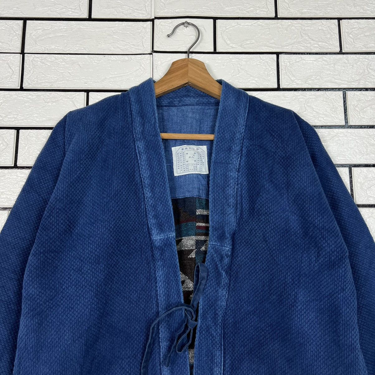 Vintage Indigo Blue Thick Weave Kimono Native Design Lined 4153-C190 Size US S / EU 44-46 / 1 - 2 Thumbnail