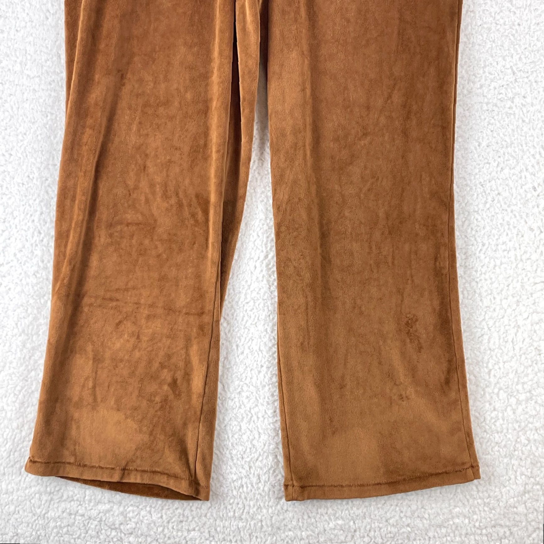 SKIMS SKIMS Brown Velour Track Style Pants Womens Medium Pull On Wide-Leg Stretch Casual Size 32" / US 10 / IT 46 - 3 Thumbnail