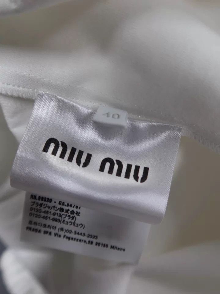 Miu Miu MIU MIU Short Embroidered Logo Zip Dress White Size 40 Size S / US 4 / IT 40 - 5 Thumbnail