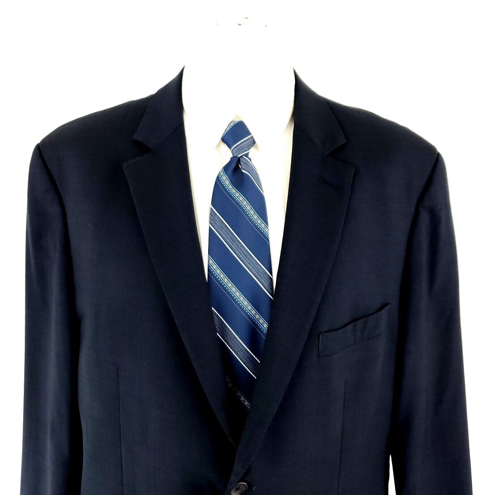 Pronto Uomo Pronto Uomo Platinum Wool 2 Button Blazer 44S Blue Sharkskin Size 44S - 1 Thumbnail