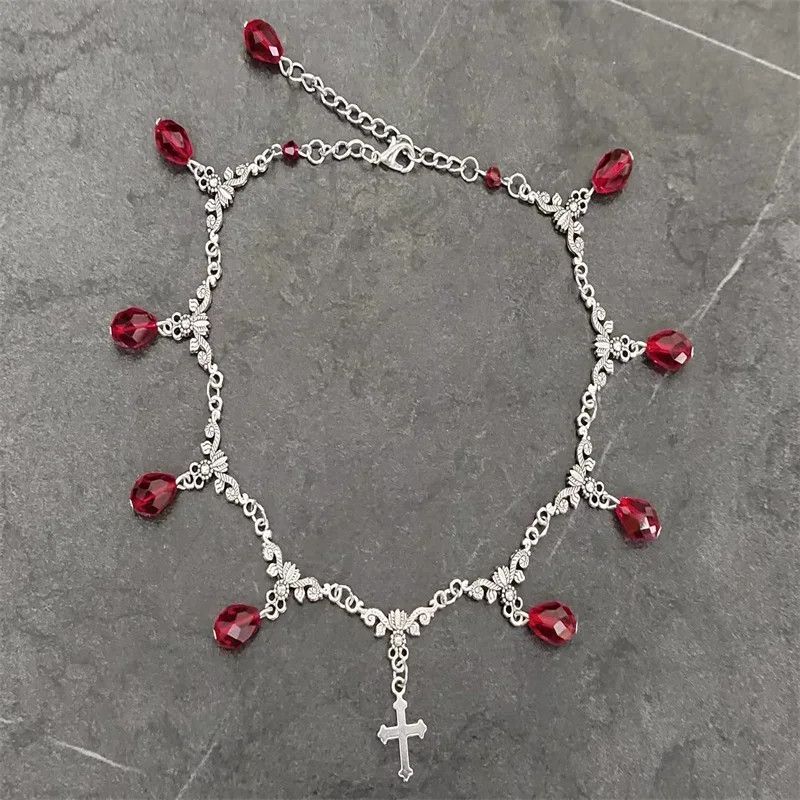 Other Vampire Bite Chokers Blood Drips Cross Necklace Size ONE SIZE - 3 Thumbnail