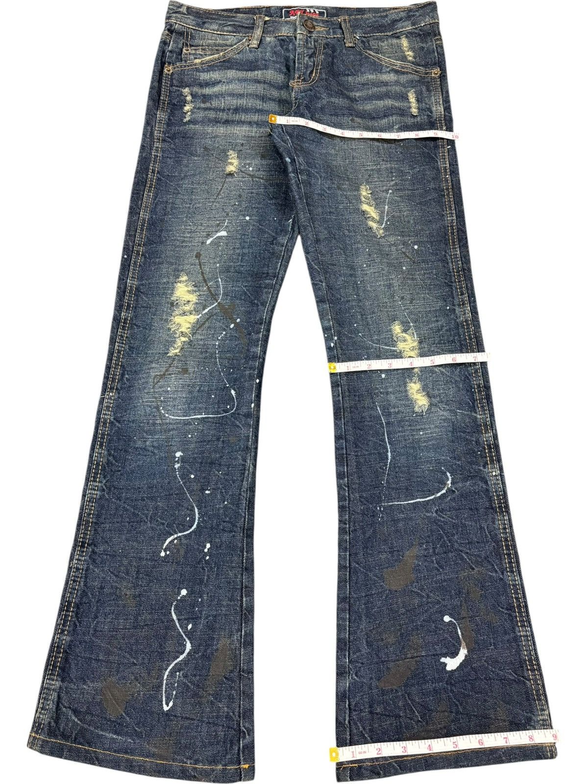 Hysteric Glamour Vintage Japanese Painted Splattered Distress Flare Jeans Size 31" - 12 Thumbnail