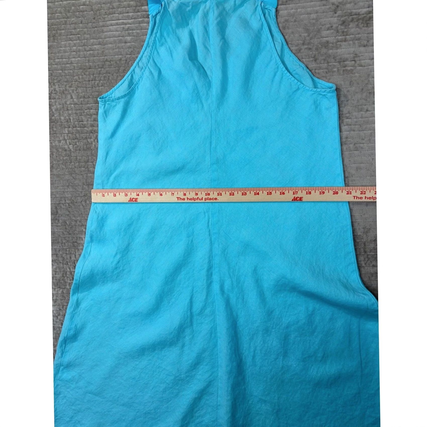 Eileen Fisher Eileen Fisher Organic Linen V-Neck Shift Dress Turquoise Blue Large Size L / US 10 / IT 46 - 7 Thumbnail
