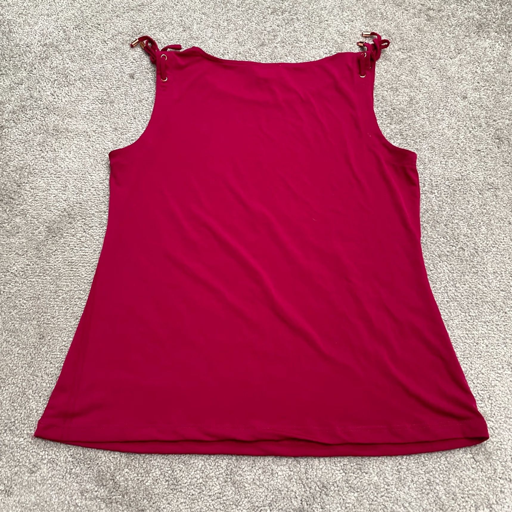 Vintage Carmen Marc Valvo Tank Top Womens M Red Strap Lace Accent Casual Size M / US 6-8 / IT 42-44 - 2 Thumbnail