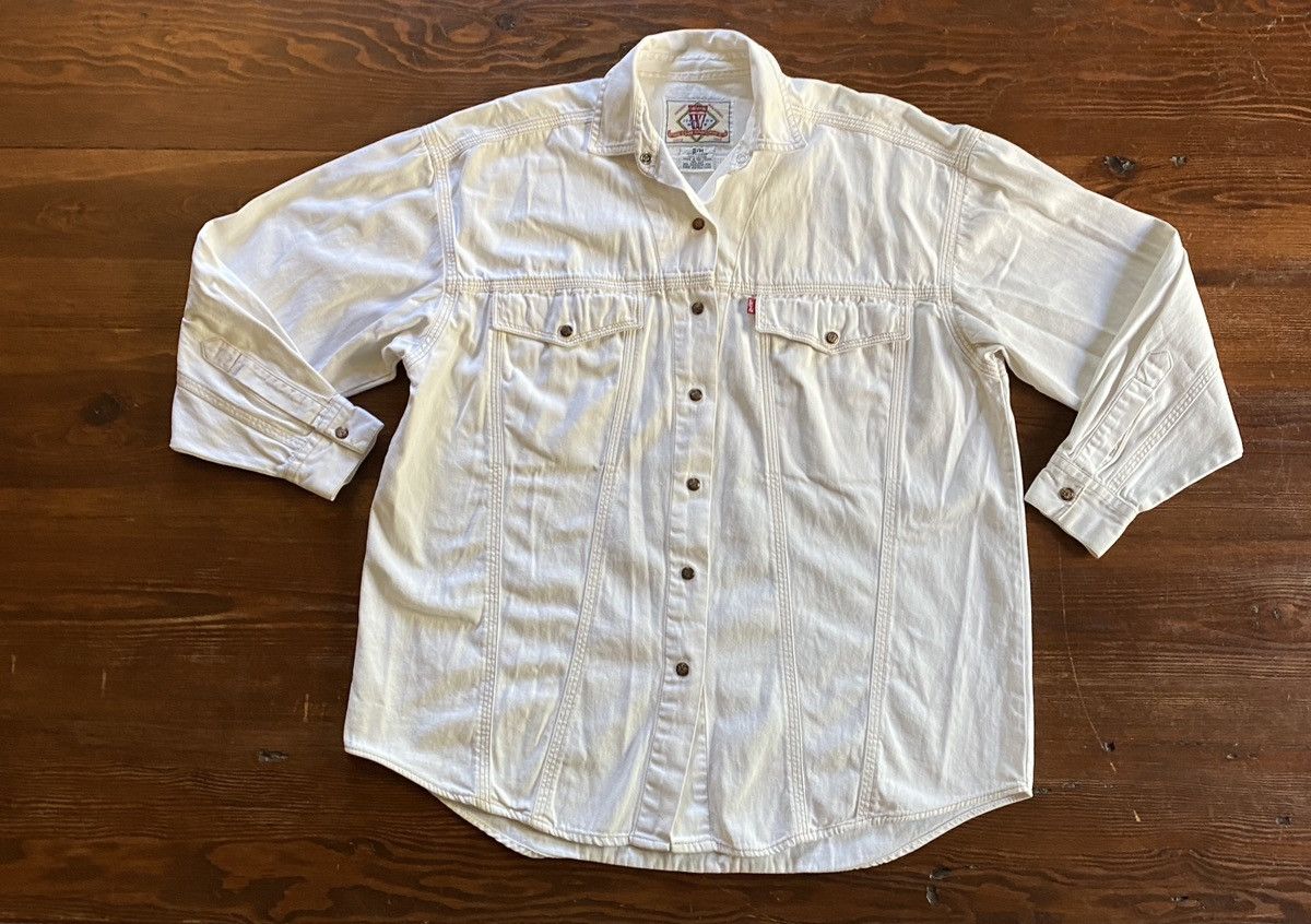 Levi's Vintage 90’s Levi’s Women’s White Long Sleeve Snap Button Up Size M / US 6-8 / IT 42-44 - 2 Thumbnail