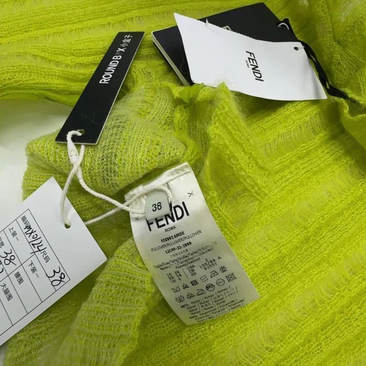 Fendi Fendi Green Long Sleeve Sweater with Ruffle Hem -2507 Size S / US 4 / IT 40 - 4 Thumbnail