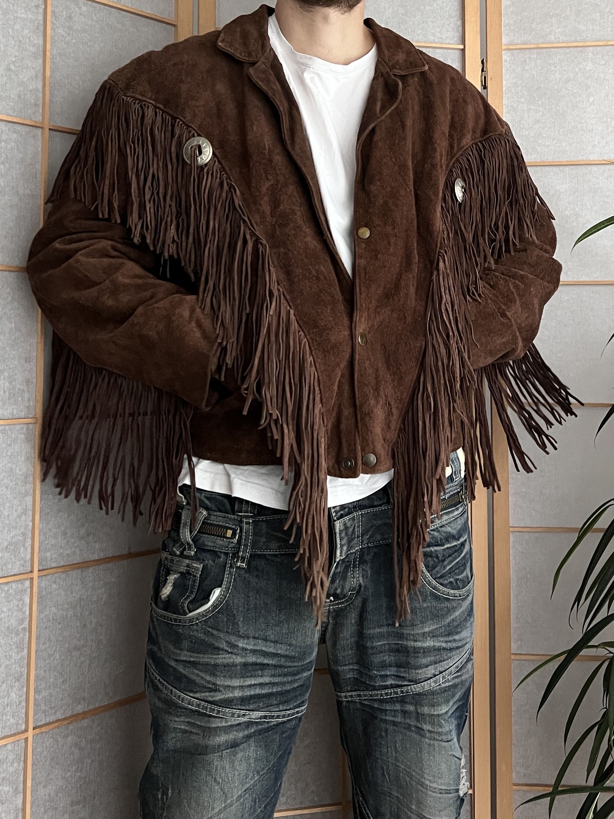 If Six Was Nine Crazy! Cowboy core vintage 90s cropped leather jacket bomber Size US L / EU 52-54 / 3 - 7 Thumbnail