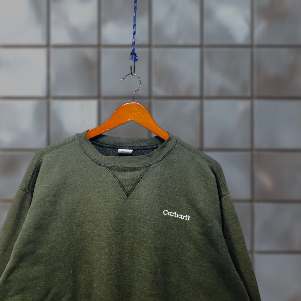Carhartt VINTAGE Carhartt Sweatshirt 90s Solid Olive Green L Mens Pullover Crew Neck Long Sleeve Cotton Fleece Logo Size US L / EU 52-54 / 3 - 1 Thumbnail