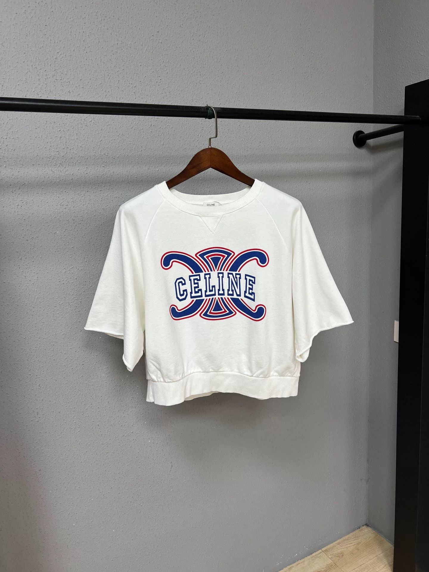 Celine Celine Short Sleeve Sweatshirt in White Size US M / EU 48-50 / 2 - 1 Preview