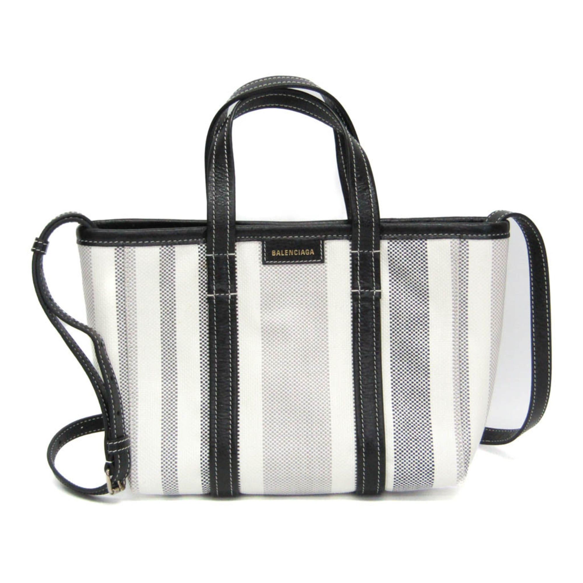 Balenciaga Balenciaga BARBES SMALL 671404 Women's Leather,Polyamide Handbag,Shoulder Bag Black,White Size ONE SIZE - 1 Thumbnail