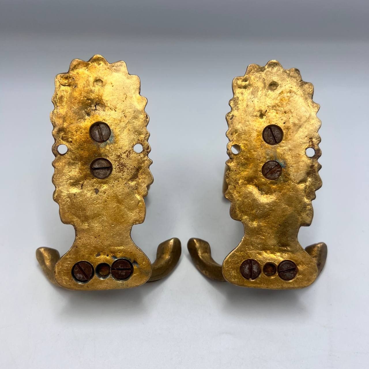 Vintage Pair Massive Bronze Coat Hooks Putti Cherub Baroque Style Size ONE SIZE - 5 Thumbnail