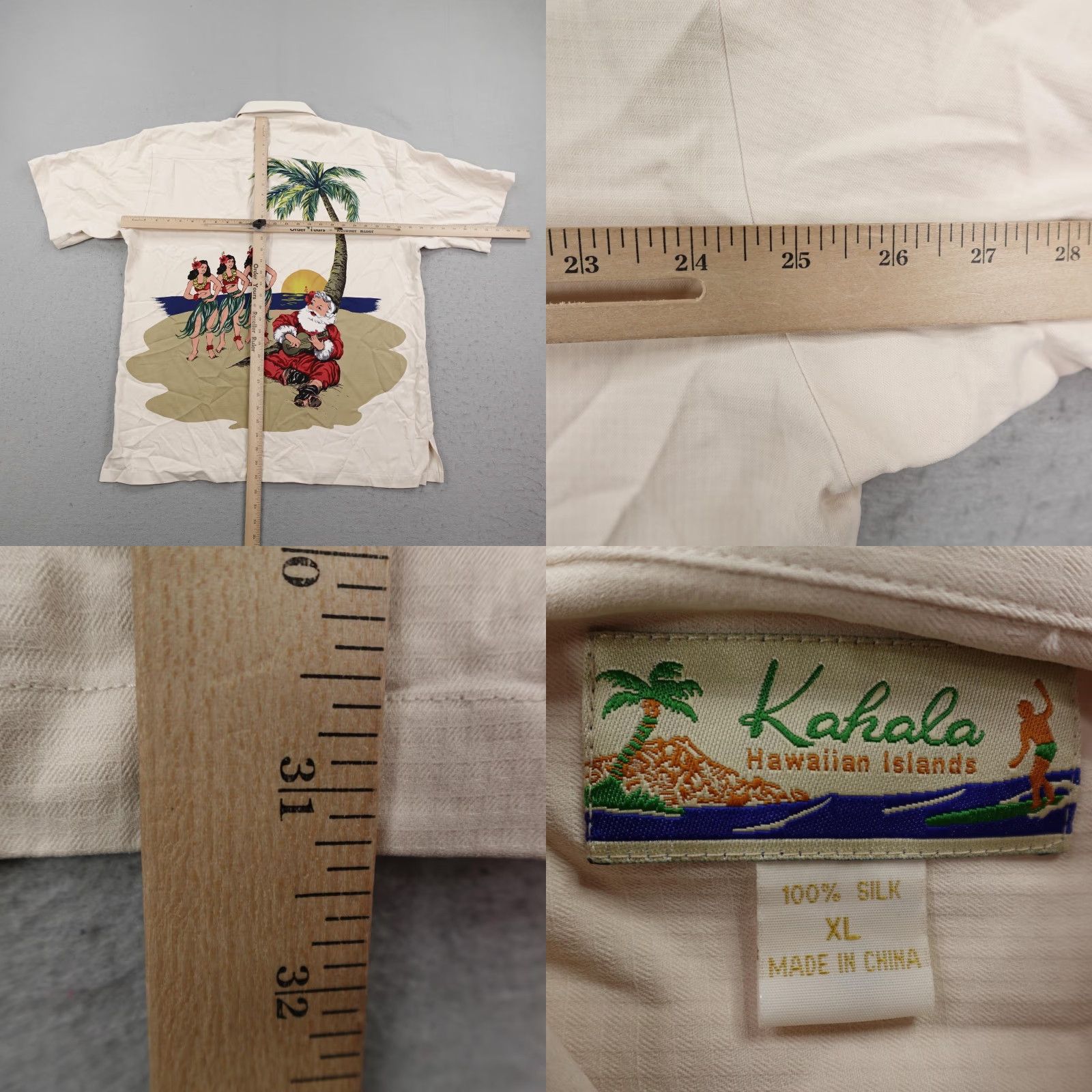 Vintage Kahala Shirt XL Cream Hawaiian Silk Santa Claus Hula Girls Christmas Aloha NEW Size US XL / EU 56 / 4 - 8 Thumbnail