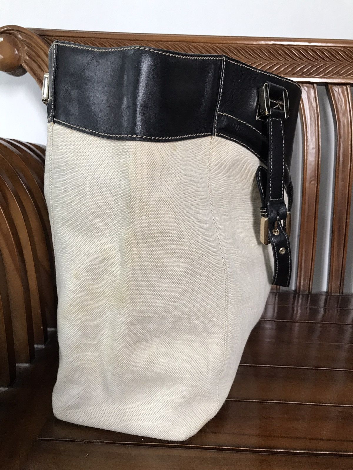 Gucci Vintage Gucci Tote Bag Canvas Black Leather Size ONE SIZE - 10 Thumbnail