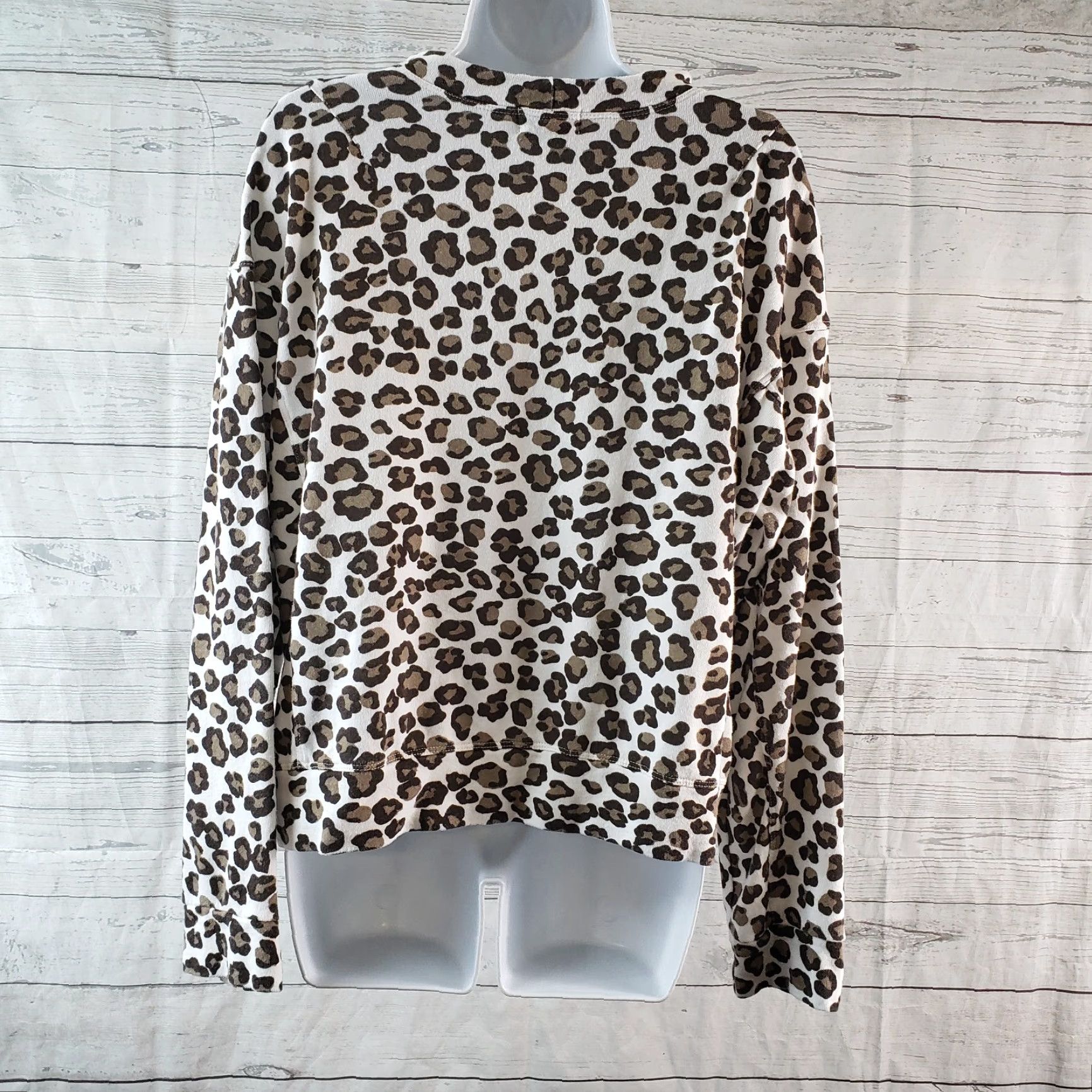 MONROW Monrow Sweatshirt Womens Pullover Cotton Animal Print Size M Brown White Long Sleeve Size M / US 6-8 / IT 42-44 - 4 Thumbnail