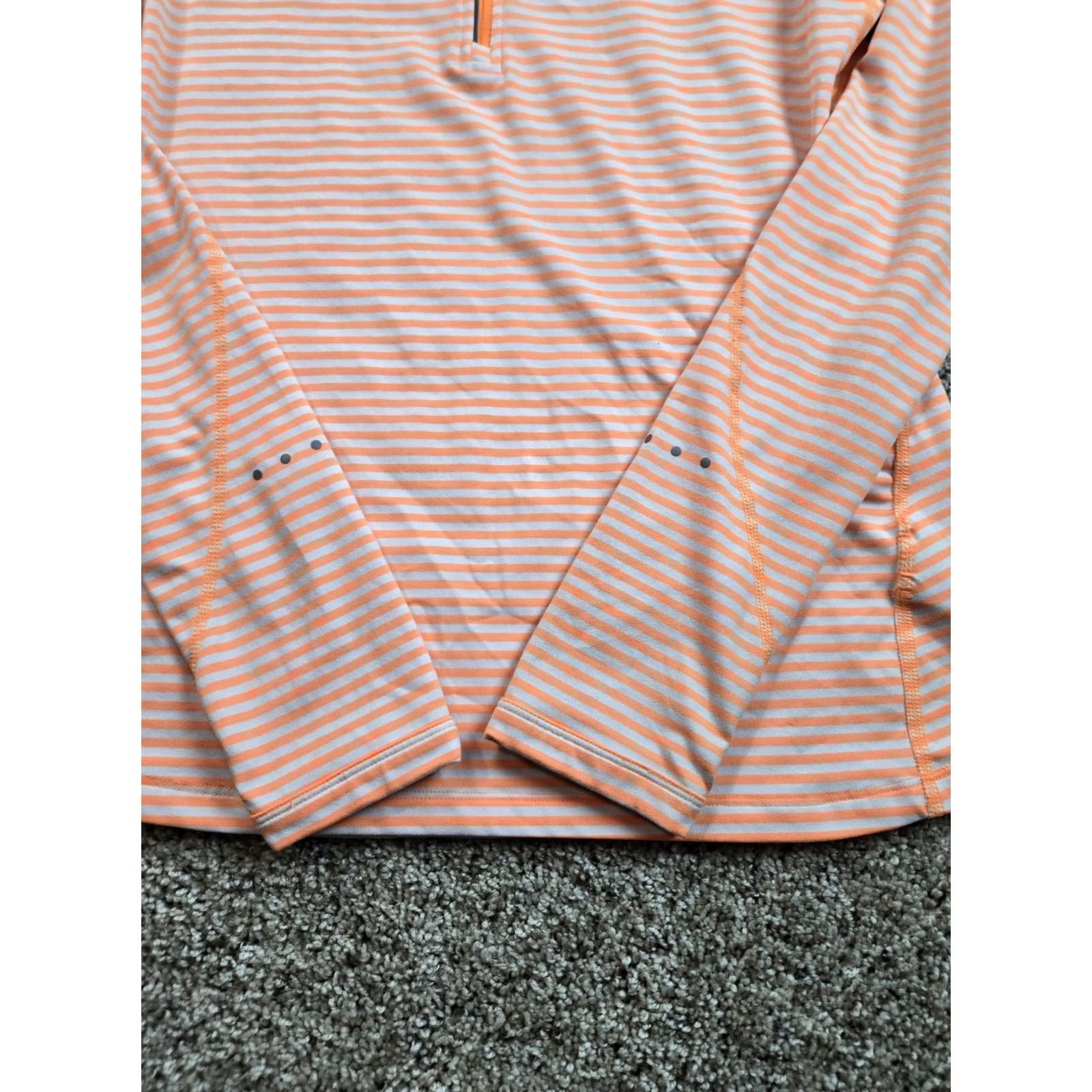 Nike Nike Dri-FIT Pullover Shirt Womens M Orange Stripe 1/4 Zip Running Top Size M / US 6-8 / IT 42-44 - 3 Thumbnail