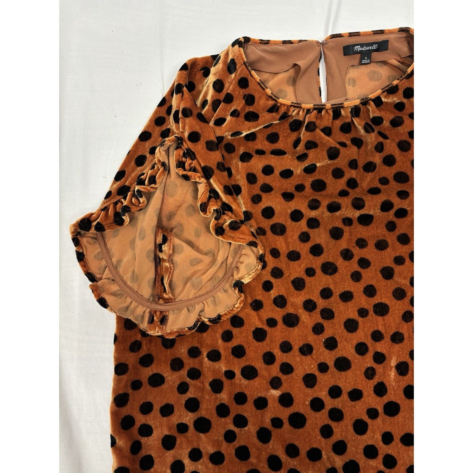 Madewell Madewell Ruffle Short Sleeve Top Velvet Orange Black Size S Size S / US 4 / IT 40 - 6 Thumbnail