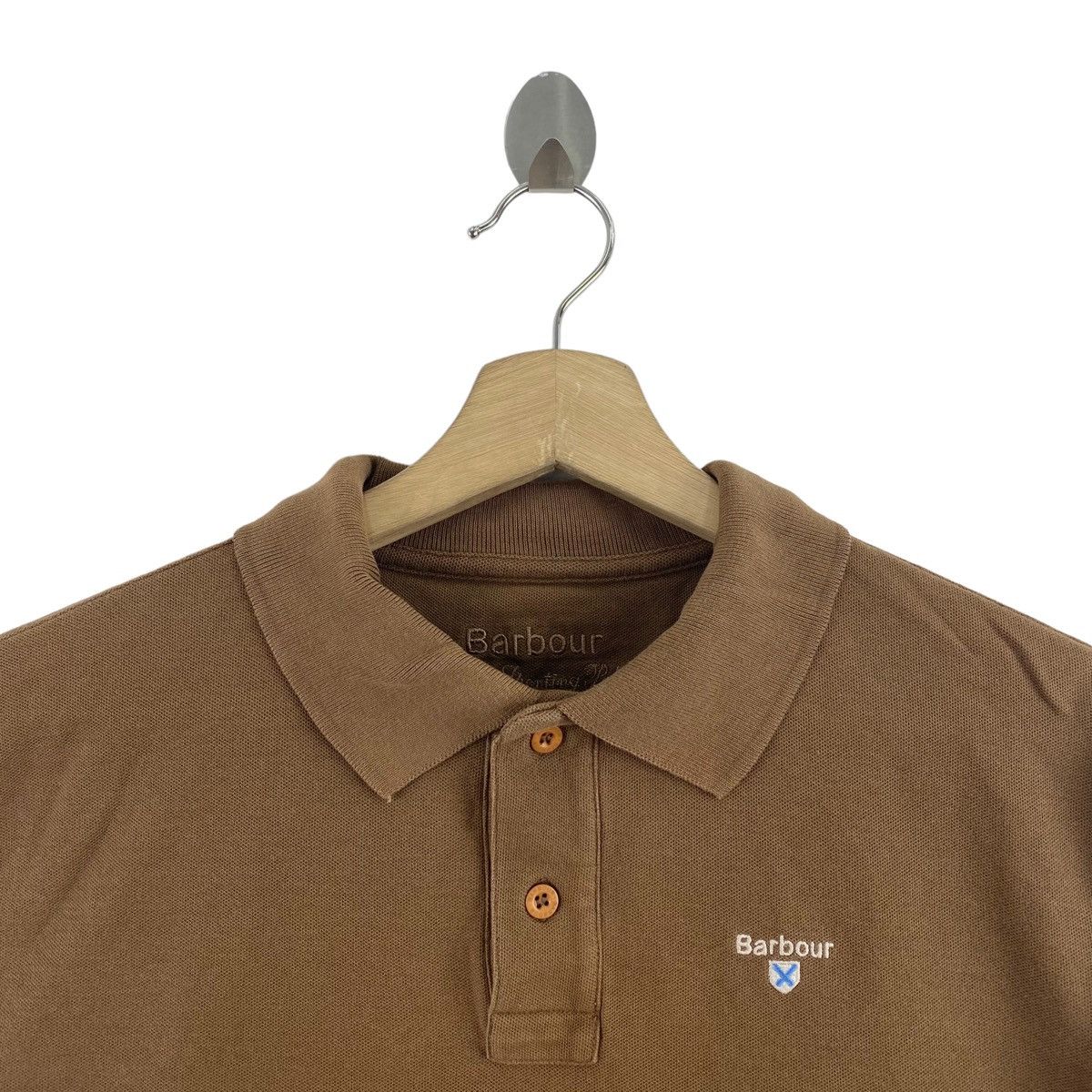 Barbour BARBOUR Small Embroidered Logo Button Up Brown Polo Shirt Size US M / EU 48-50 / 2 - 2 Thumbnail