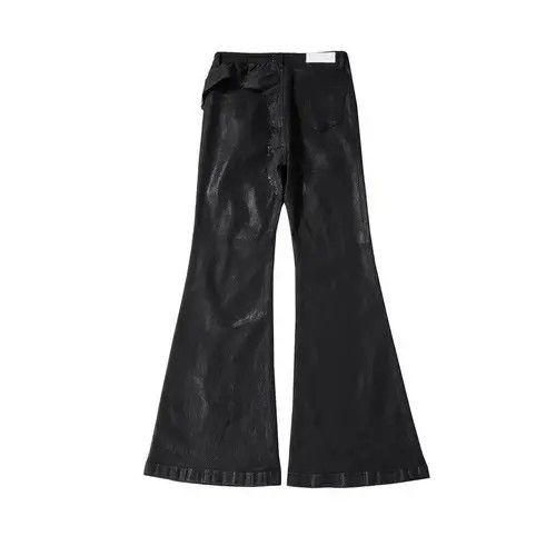 VIBE Wax Leather Baggy Flare Pants Size US 32 / EU 48 - 3 Thumbnail