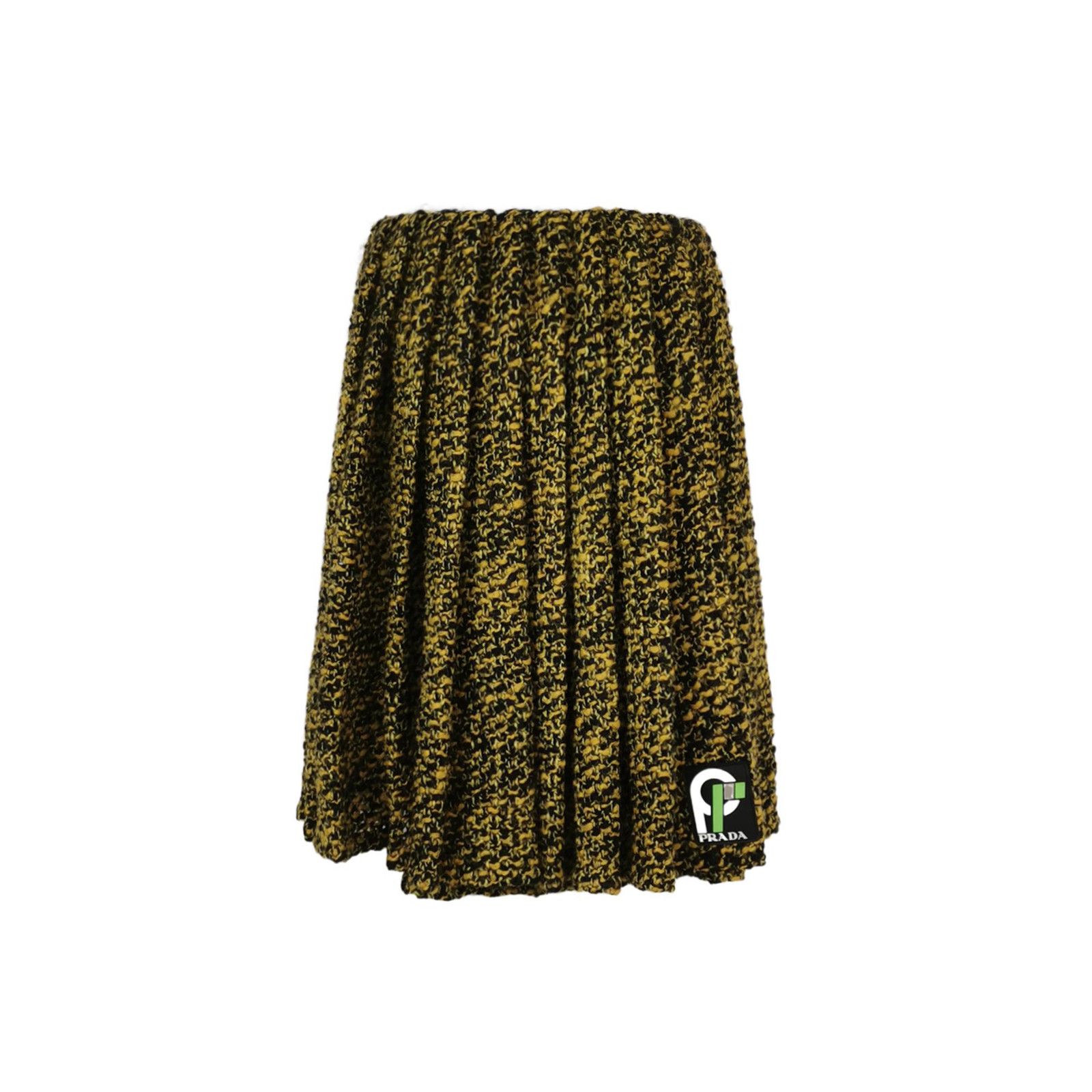Prada Prada Yellow Black Logo Knit Mini Skirt Size 38 Size 26" / US 2 / IT 38 - 1 Thumbnail