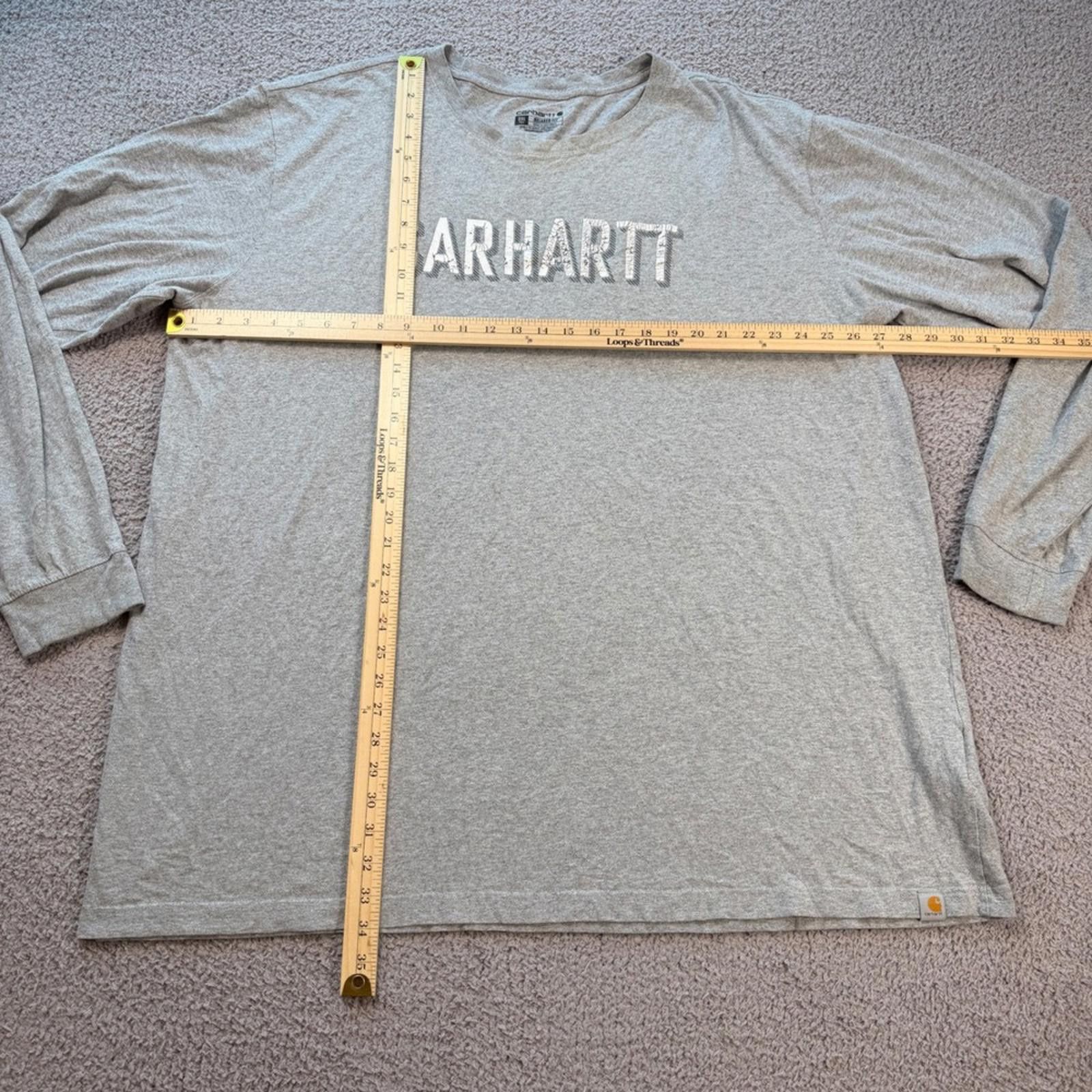 Carhartt Carhartt Long Sleeve Logo Shirt Grey Relaxed Fit 3XL Tall Size US XXL / EU 58 / 5 - 2 Thumbnail