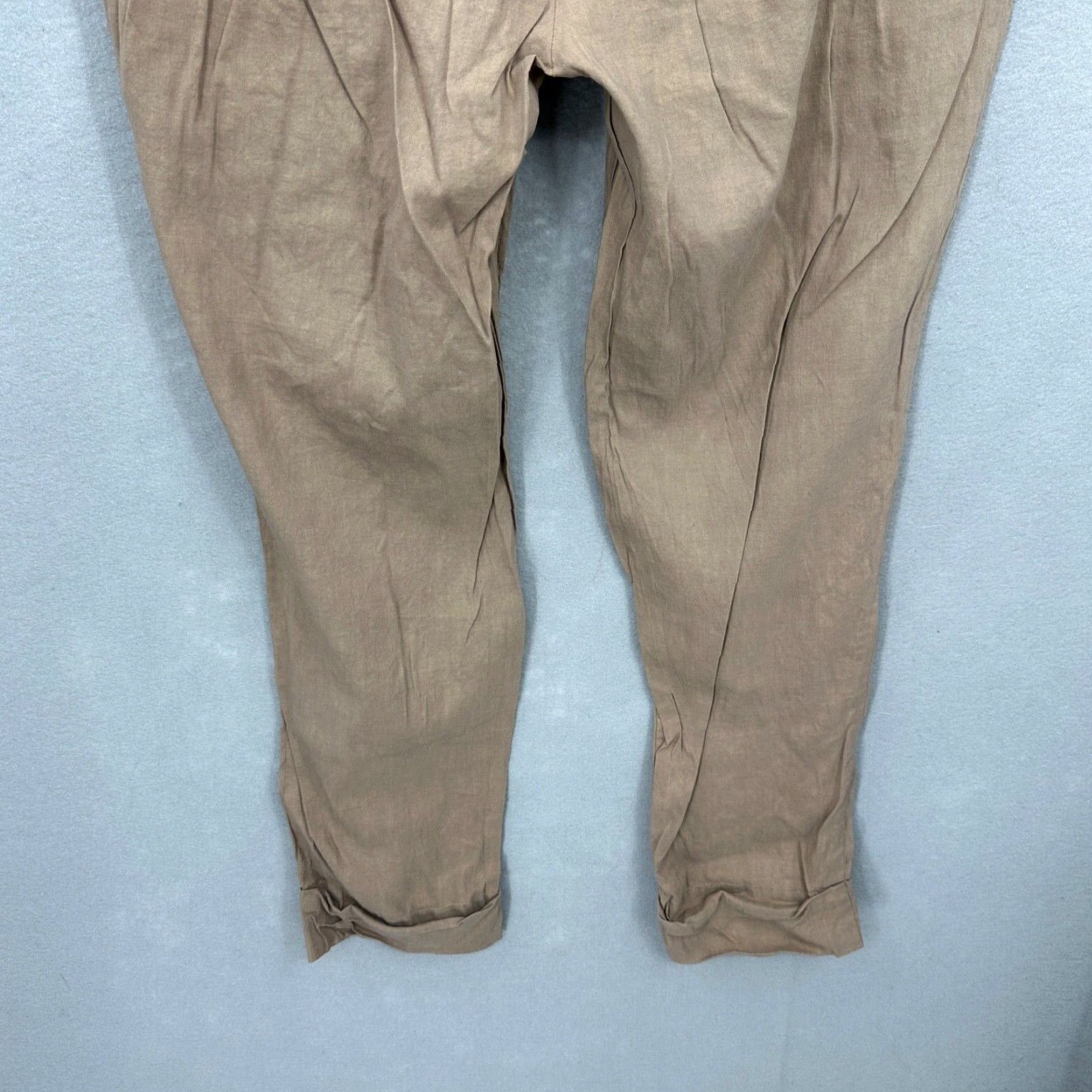 Eileen Fisher Eileen Fisher Pants Womens S Linen Viscose Flat Front Beige Cropped Cuffed Side Zip Classic Straight Knit 0 Size 28" / US 6 / IT 42 - 6 Thumbnail