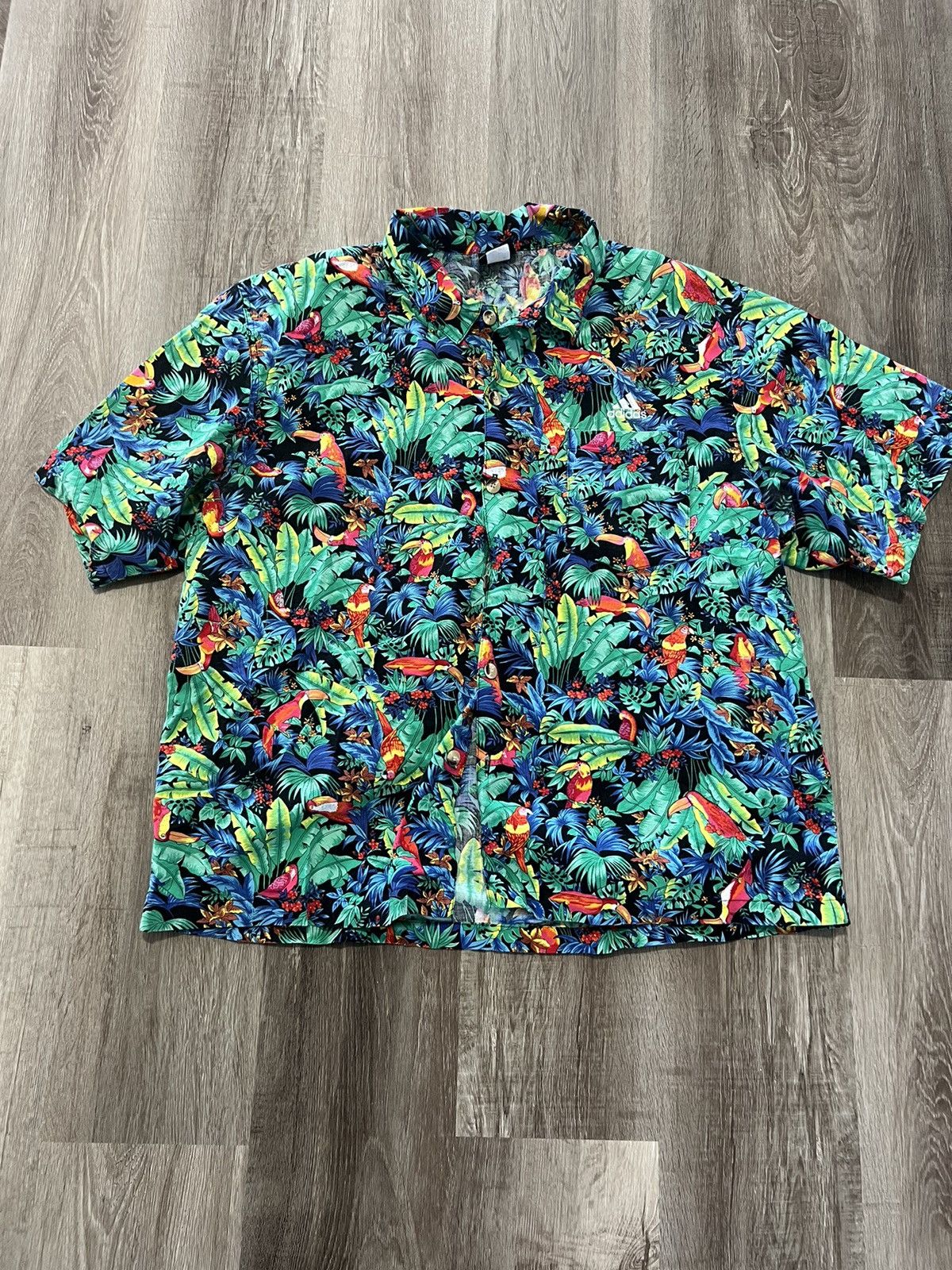Adidas × Vintage Vintage Adidas ‘Toucan Dance’ by Fast Lane Hawaiian shirt Size US XL / EU 56 / 4 - 1 Thumbnail