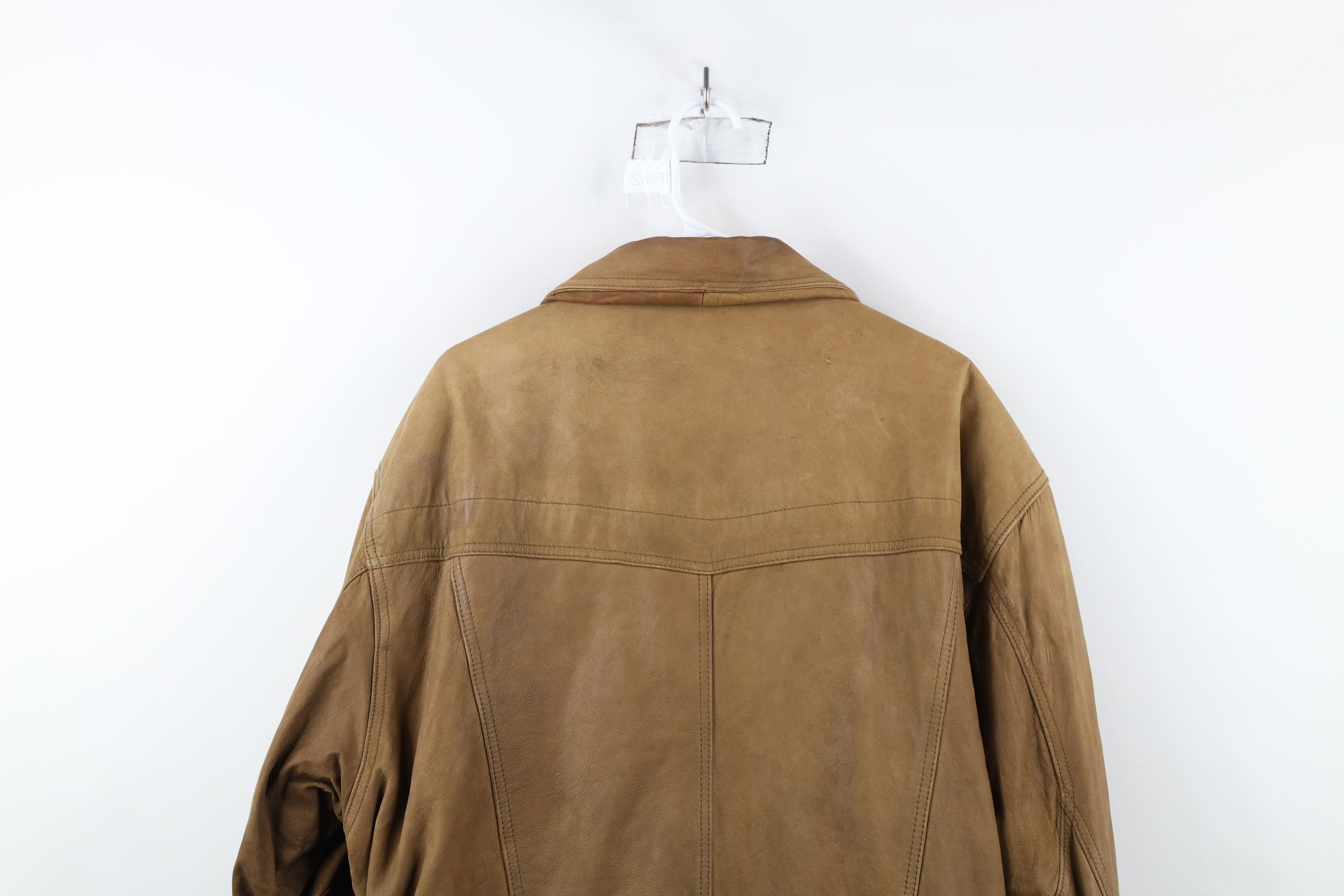 Vintage Vintage 90s Streetwear Leather Full Zip Flight Bomber Jacket Size US XL / EU 56 / 4 - 14 Thumbnail