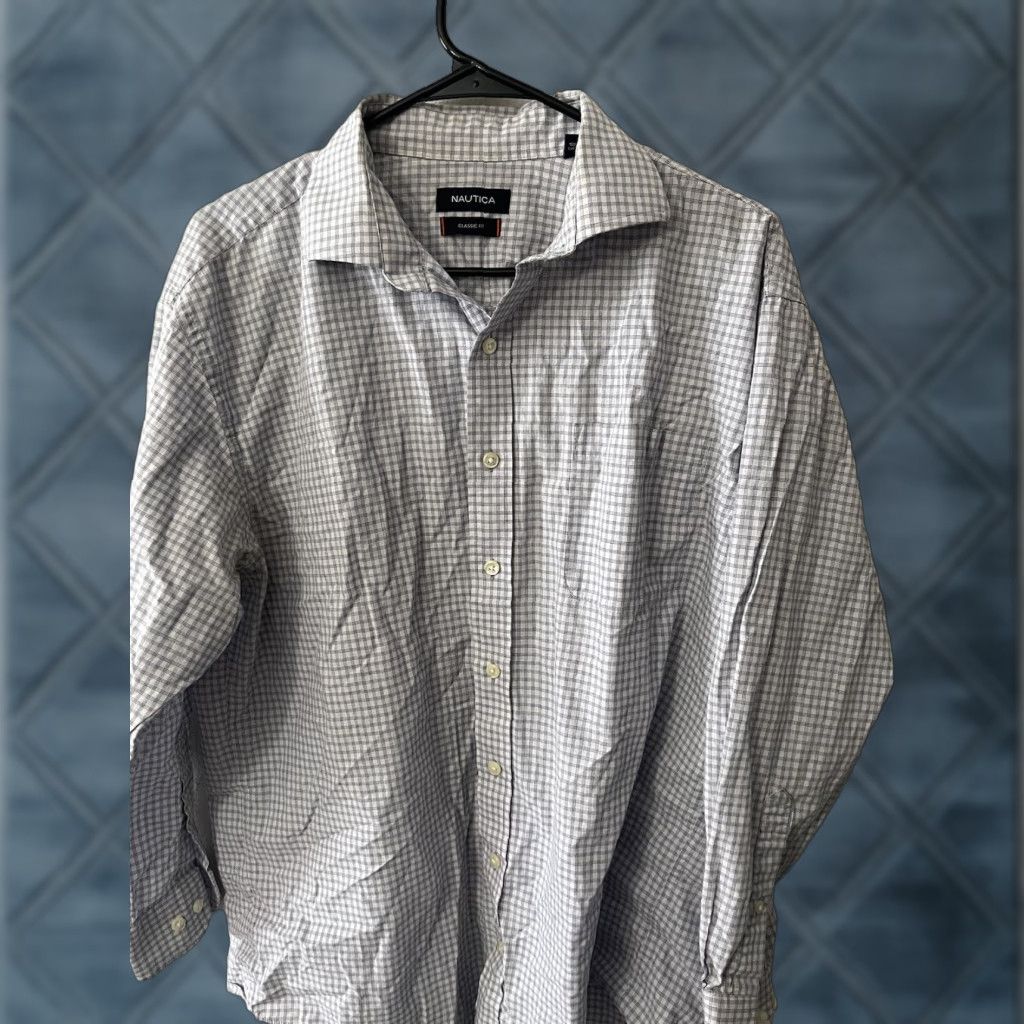 Nautica Nautica Button Up Shirt 16.5 32/33 Blue Plaid Collared LS Mens Classic Fit Size US XL / EU 56 / 4 - 1 Thumbnail