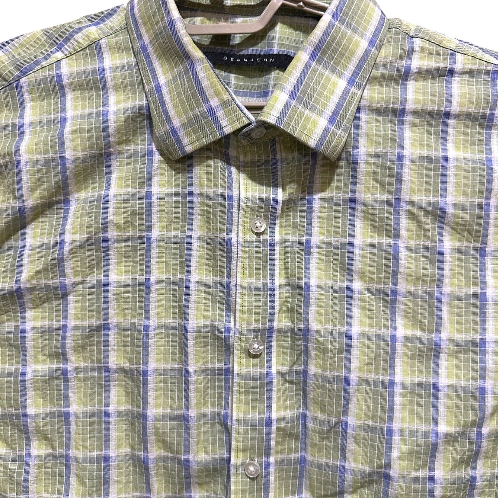 Sean John VINTAGE Sean John Shirt 2XL Plaid Button-Up Long Sleeve Men Regular Chest 50 Green White Blue Fall Spring Summer Winter Size US XXL / EU 58 / 5 - 2 Thumbnail