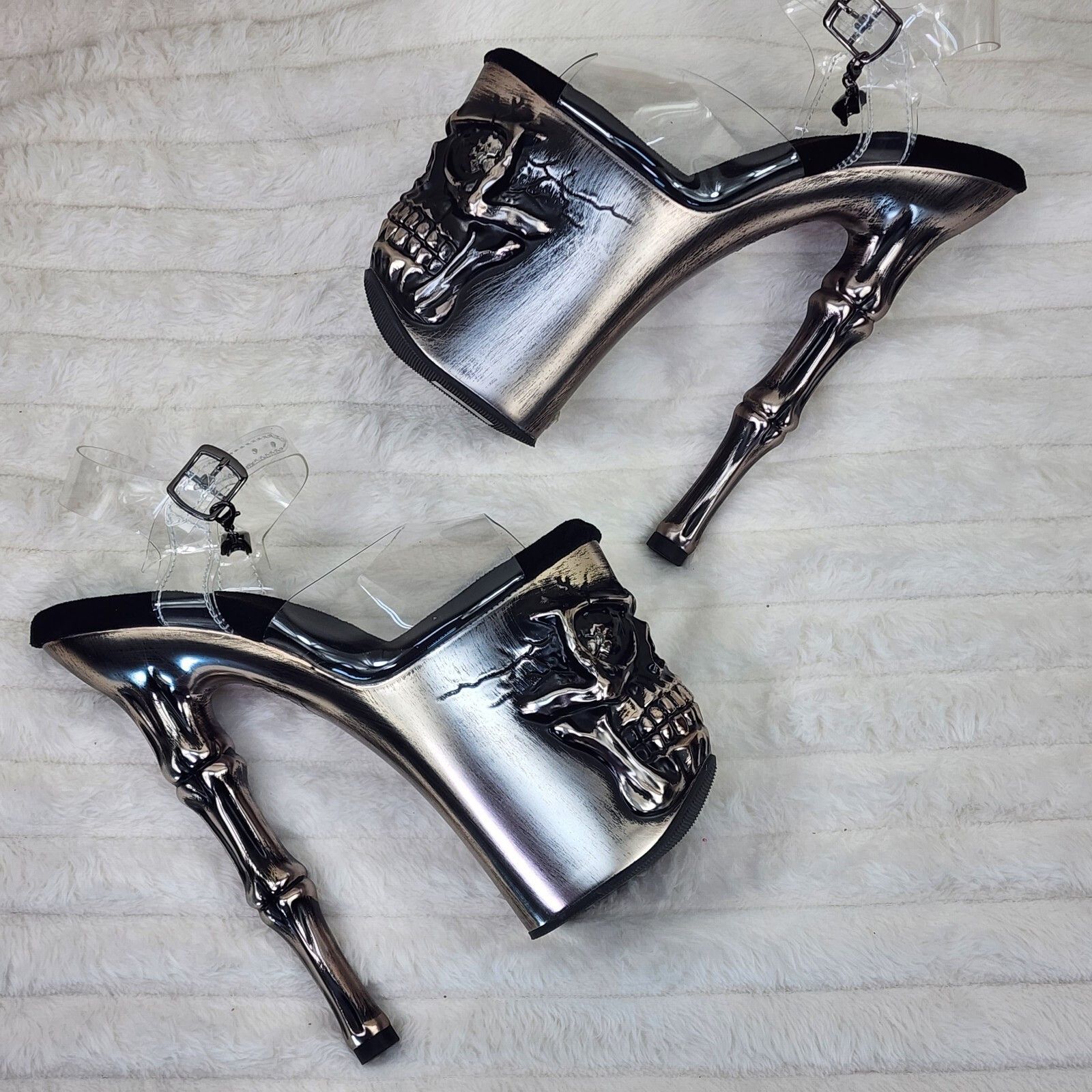 Other Rapture Clear Pewter Skull & Bones LED 8" High Heel Platform Size US 6 / IT 36 - 3 Thumbnail