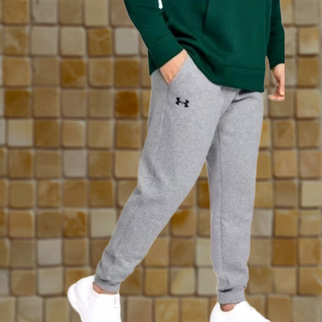 Under Armour Under Armour Mens Hustle Fleece Jogger Pants Gray Heather White 4XL Black Cotton Blend Open pockets Loose Fit Size US 39 - 1 Preview