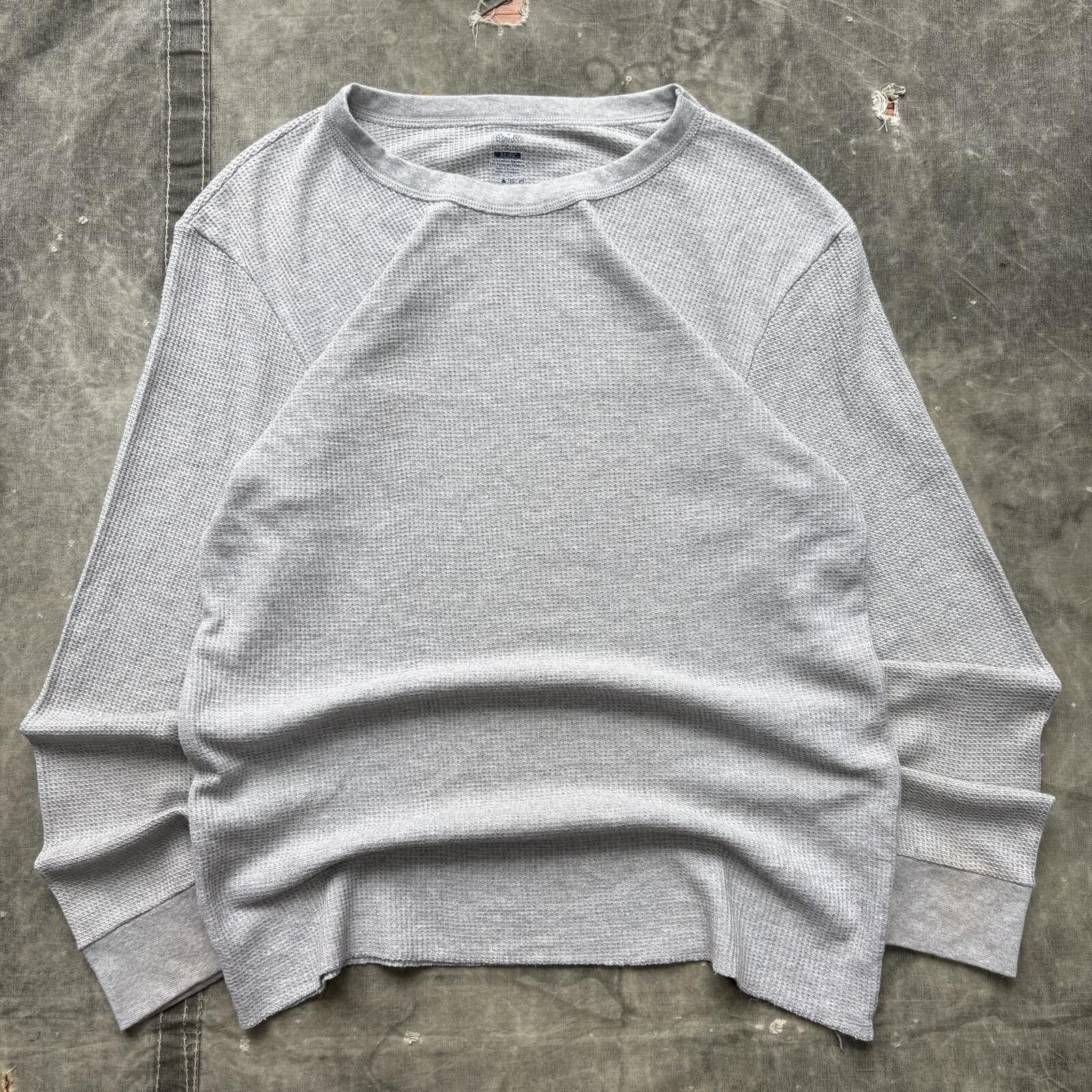 Fruit Of The Loom Vintage Y2K Gray Grunge Skater Thermal Waffle Knit Shirt Size US L / EU 52-54 / 3 - 1 Thumbnail