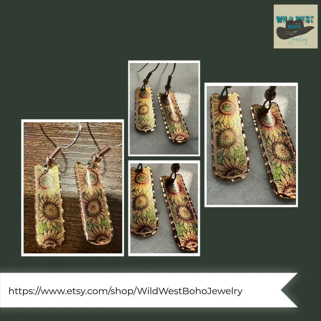 Other Handcrafted Copper Diamond Cut Sunflower Wire Drop Earrings, Size ONE SIZE - 1 Thumbnail