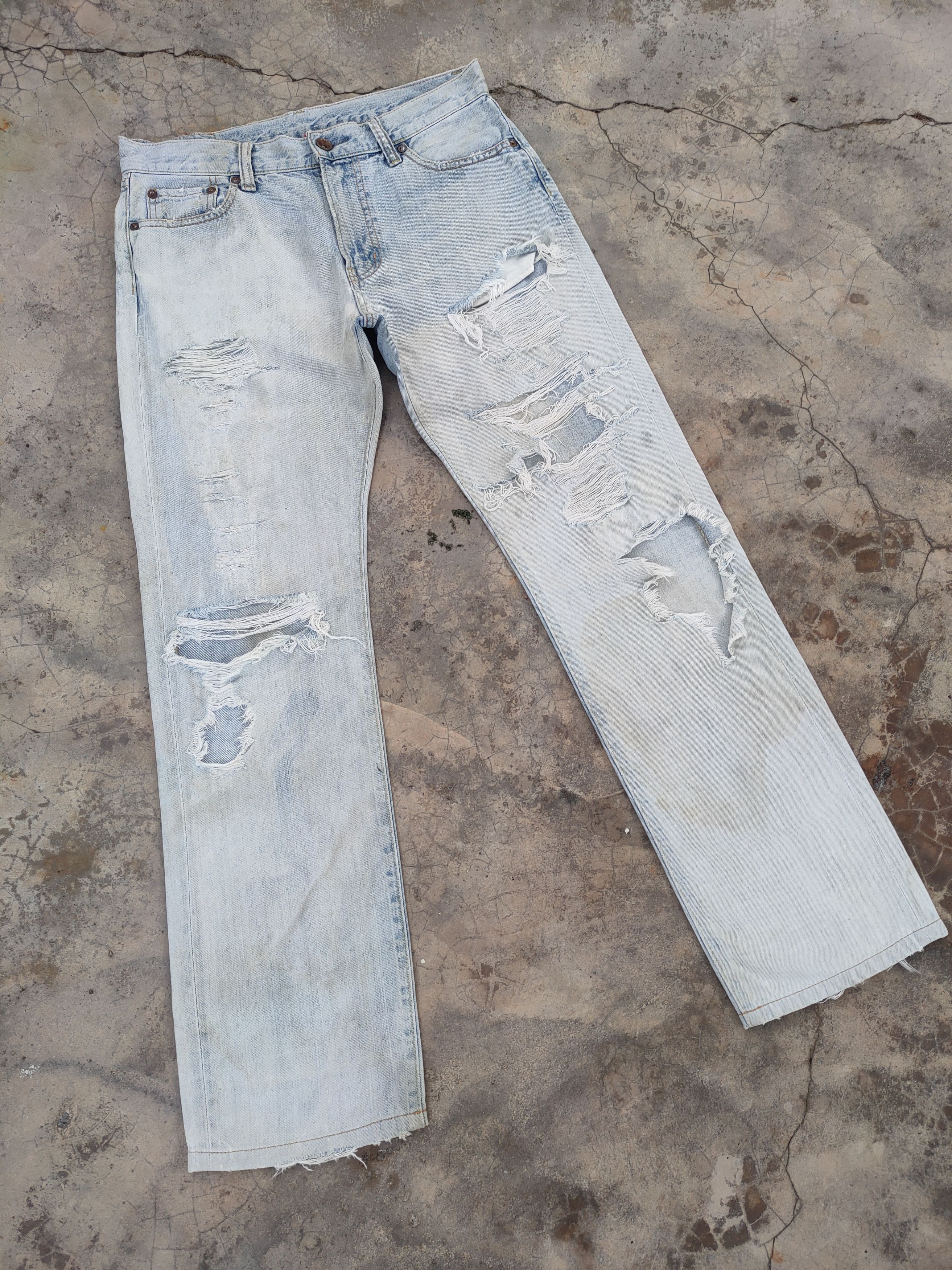 Japanese Brand × Jean VINTAGE JAPANESE FADED DIRTY DISTRESSED JEANS DENIM PANTS Size US 34 / EU 50 - 2 Thumbnail