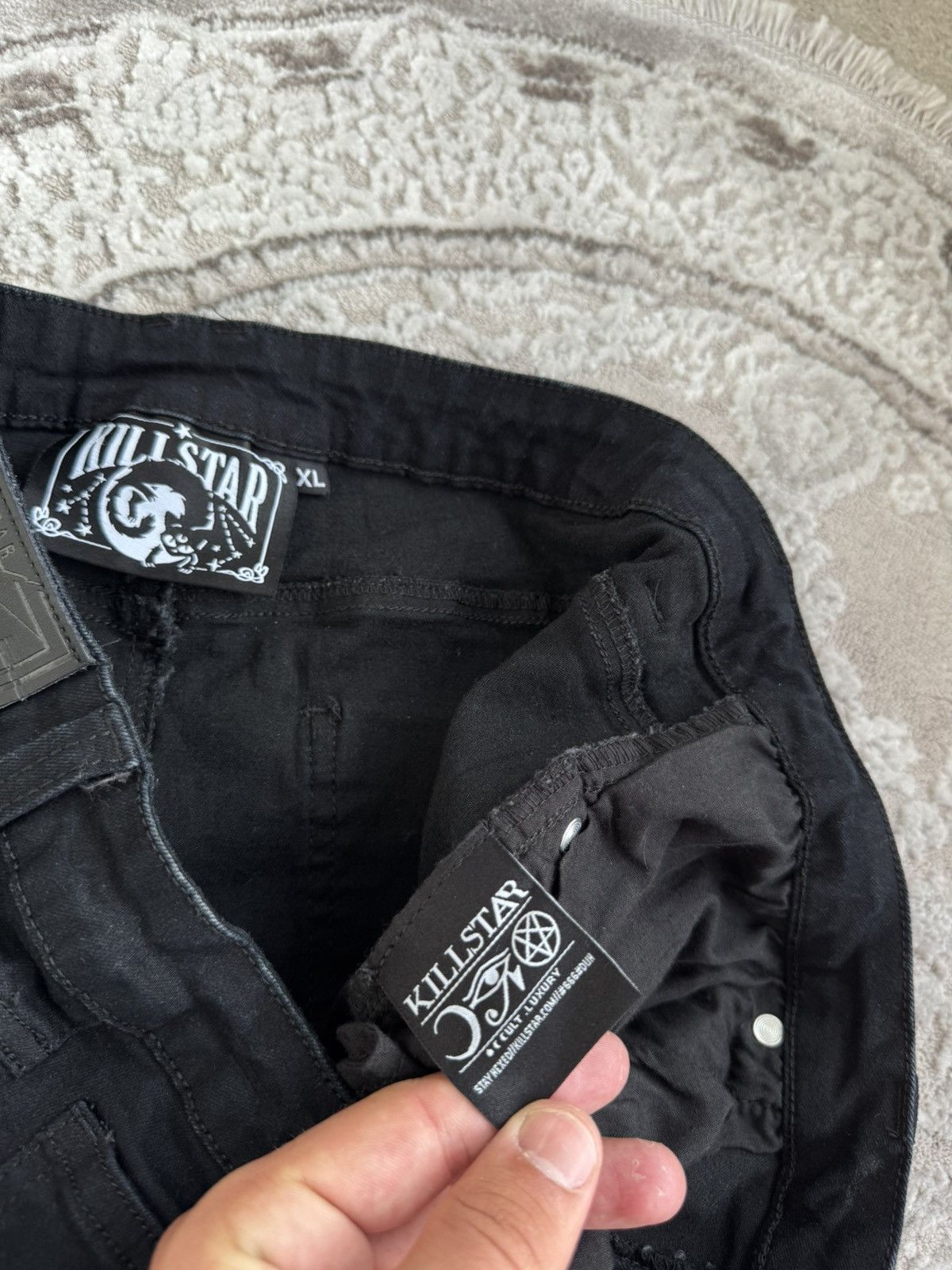 Killstar Killstar Black Distressed Goth Jeans with D-Ring Detailing Size 34" / US 12 / IT 48 - 10 Thumbnail